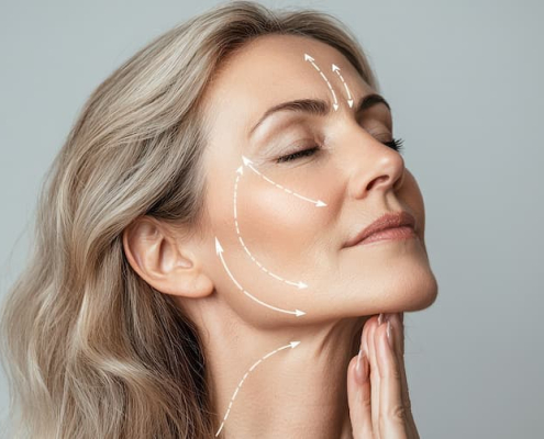 Lifting non chirurgico con fili di trazione su viso donna a Milano